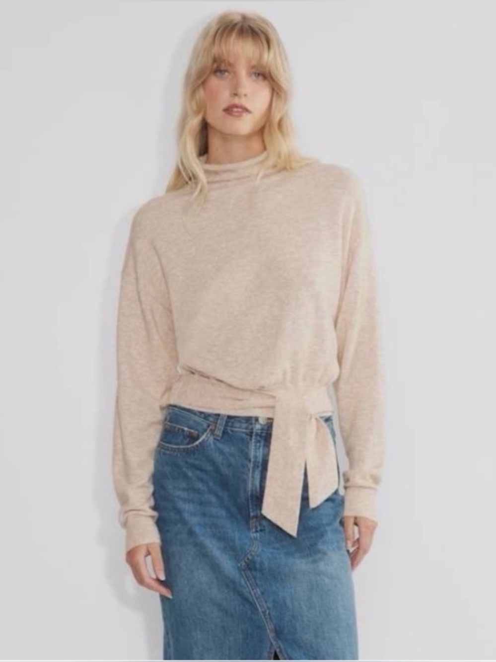 Wilfred Lorin Sweater by Aritzia beige sz L funnel neck